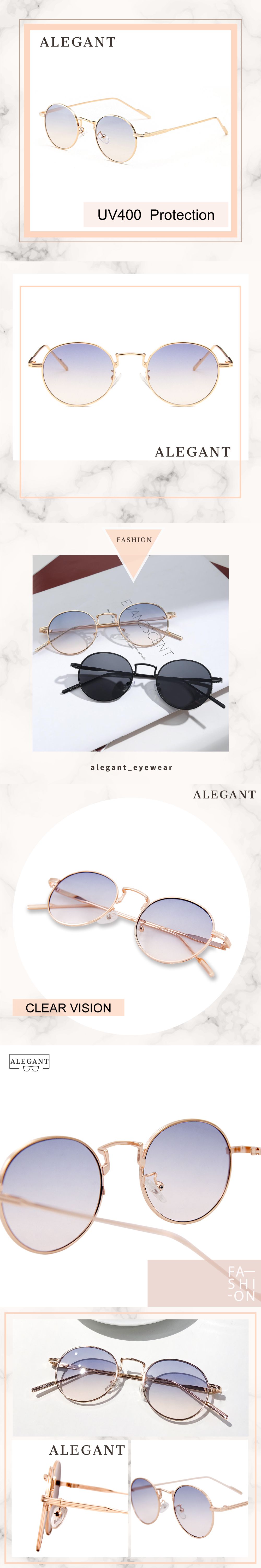 ALEGANT - 歐美度假風海域藍圓框造型墨鏡│UV400太陽眼鏡