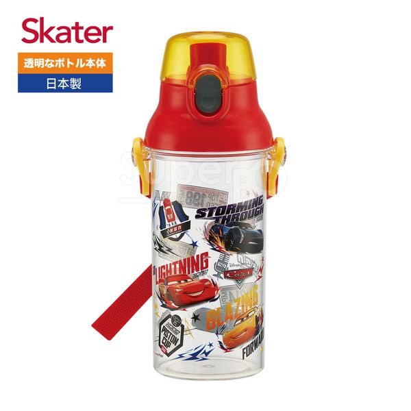 日本 SKATER - 兒童直飲透明水壺 (480ml)-閃電麥昆RACE