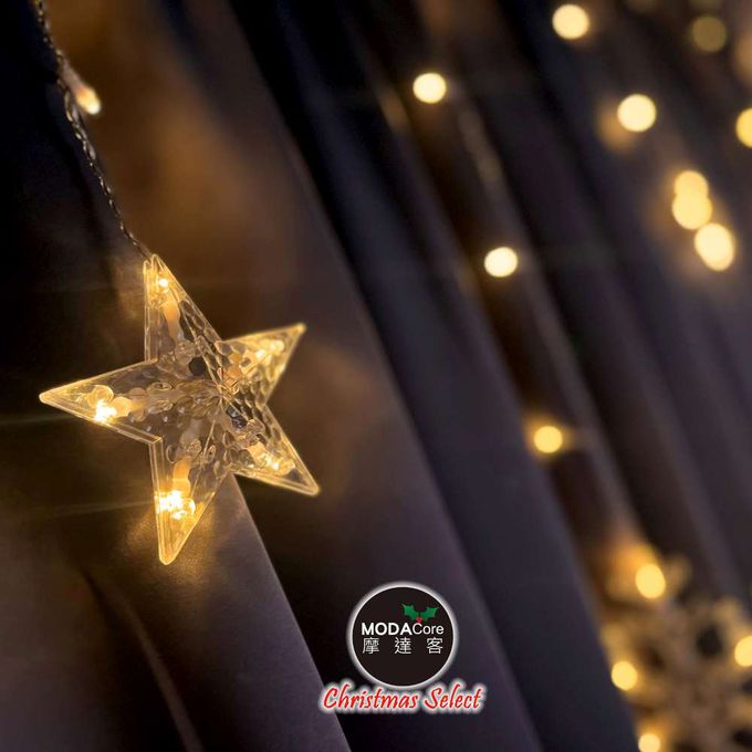 MODACore 摩達客 - LED 138冰條造型燈串電池燈+USB兩用充電 -暖白光/雪花造型款