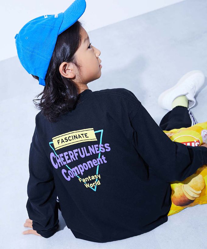 日本 devirock - 100%棉 定番印花寬版長袖上衣-圓圈LOGO-濃綠