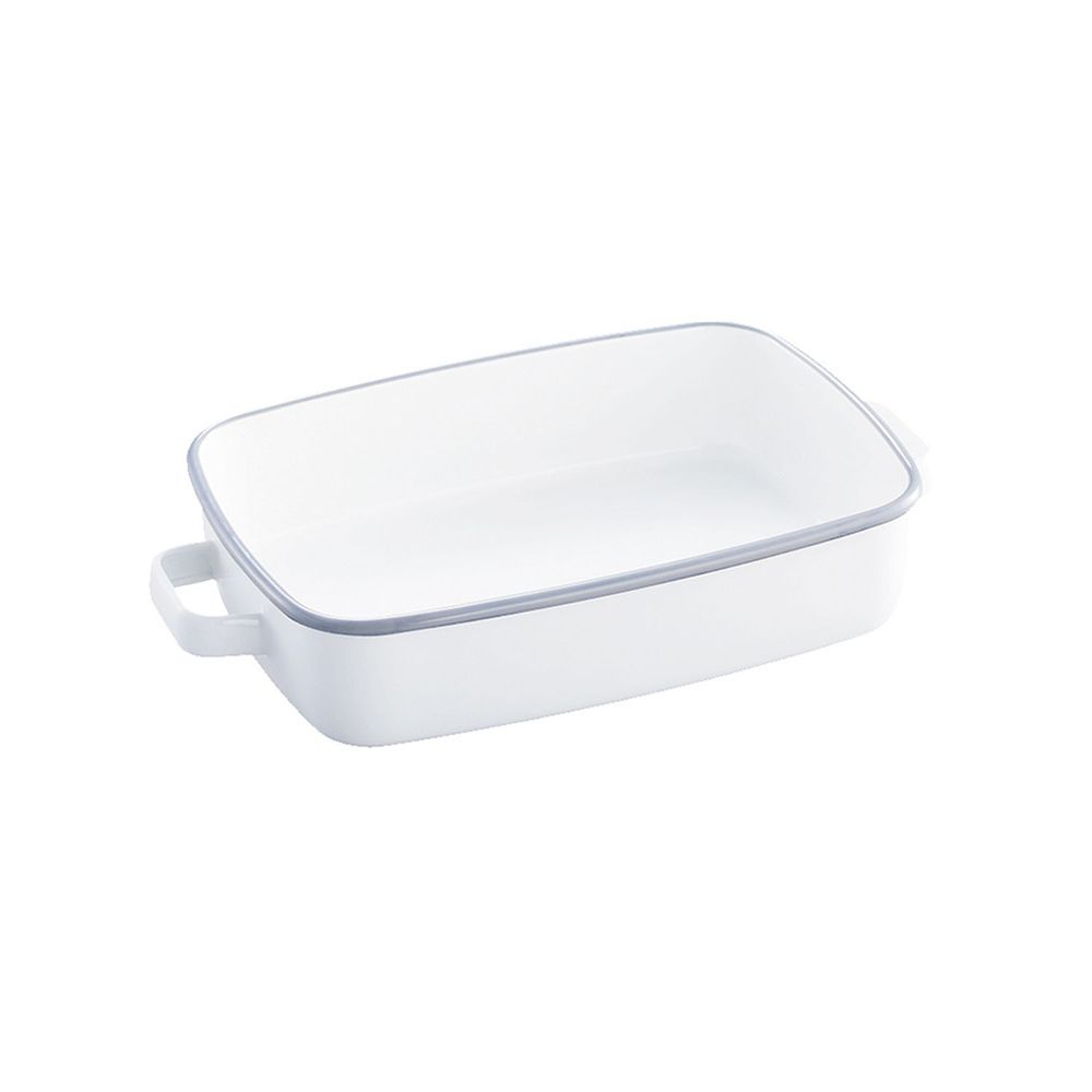 日本 365methods - 雙耳長形琺瑯烤盤(附蓋)-適用冷藏/冷凍-白-1.6L