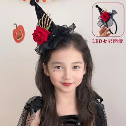 Love, Charlotte - 萬聖節小巫婆帽骷髏手紅玫瑰發光髮箍