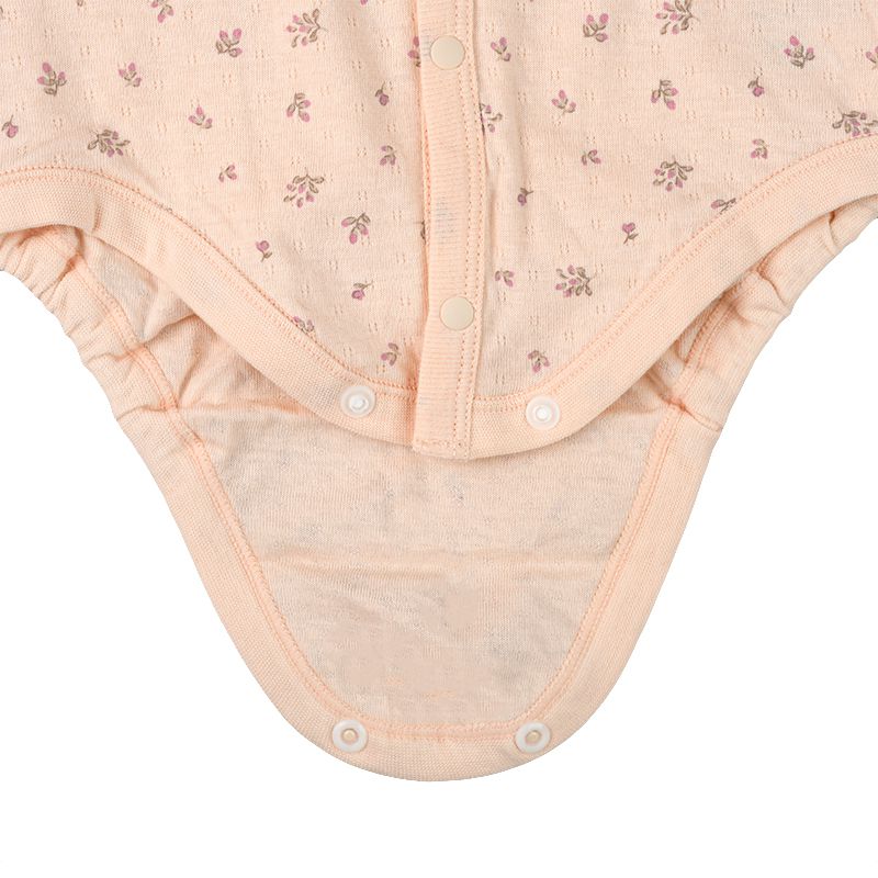 akachan honpo - 長袖前開式包屁衣-鬆軟棉-粉紅色