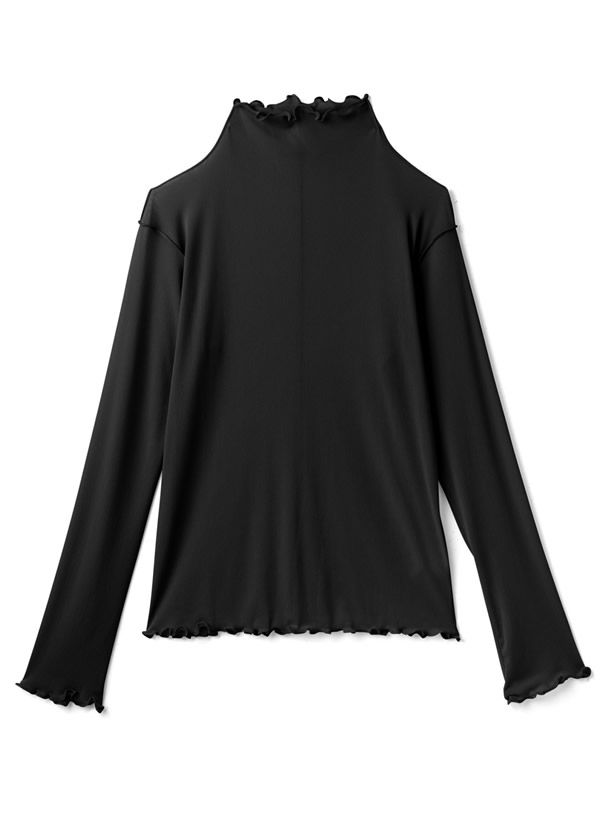 日本 GRL - 微透膚捲邊長袖上衣/內搭-天使白