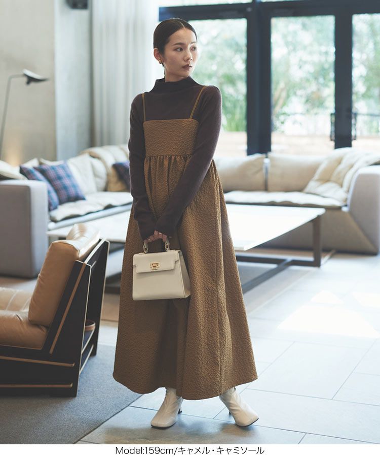 日本 Kobe Lettuce - 甜美泡泡布收腰背心裙(領型可選)-可可棕