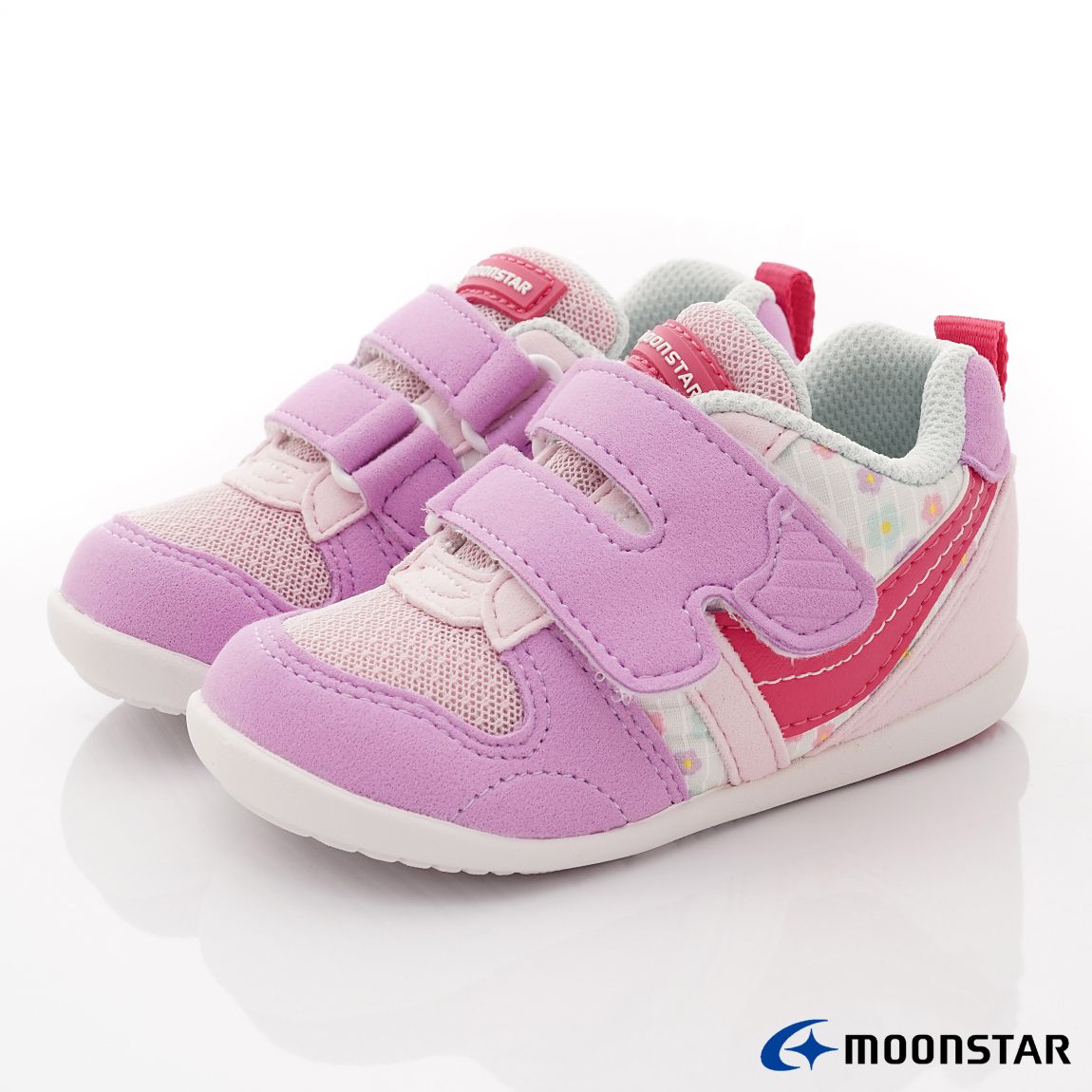 Moonstar日本月星 - HI系列寶寶學步穩健款(寶寶段)-學步鞋-粉花