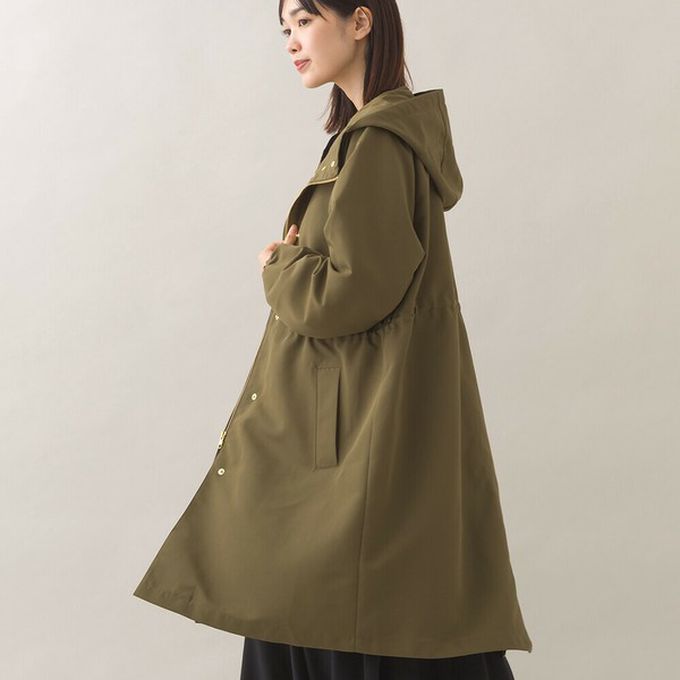 日本 OMNES - 潑水加工 派克連帽風衣長版外套-寶藍