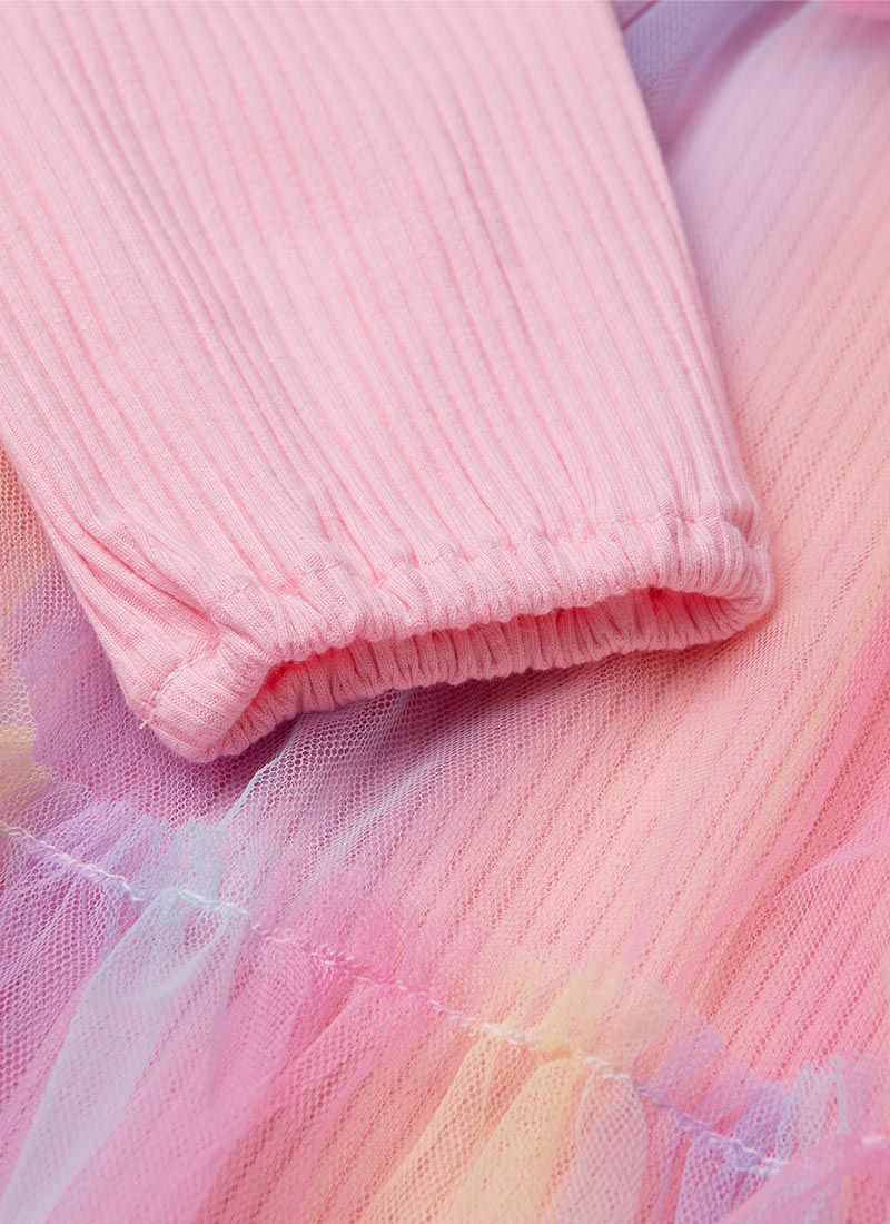 韓國 OZKIZ - 彩虹仙子網紗洋裝(附髮飾)-粉