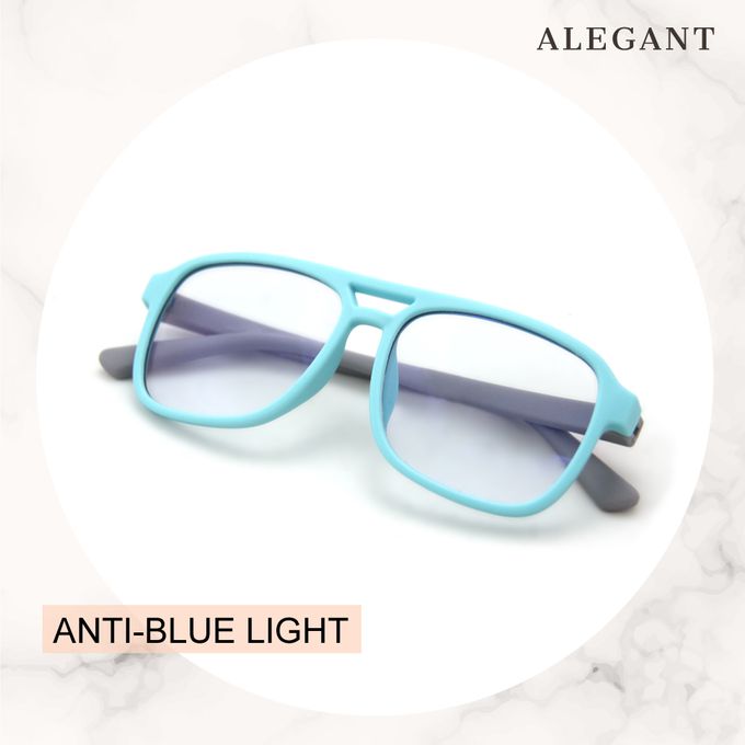 ALEGANT - 飛行樂園海藻藍兒童專用輕量矽膠彈性飛行員UV400濾藍光眼鏡