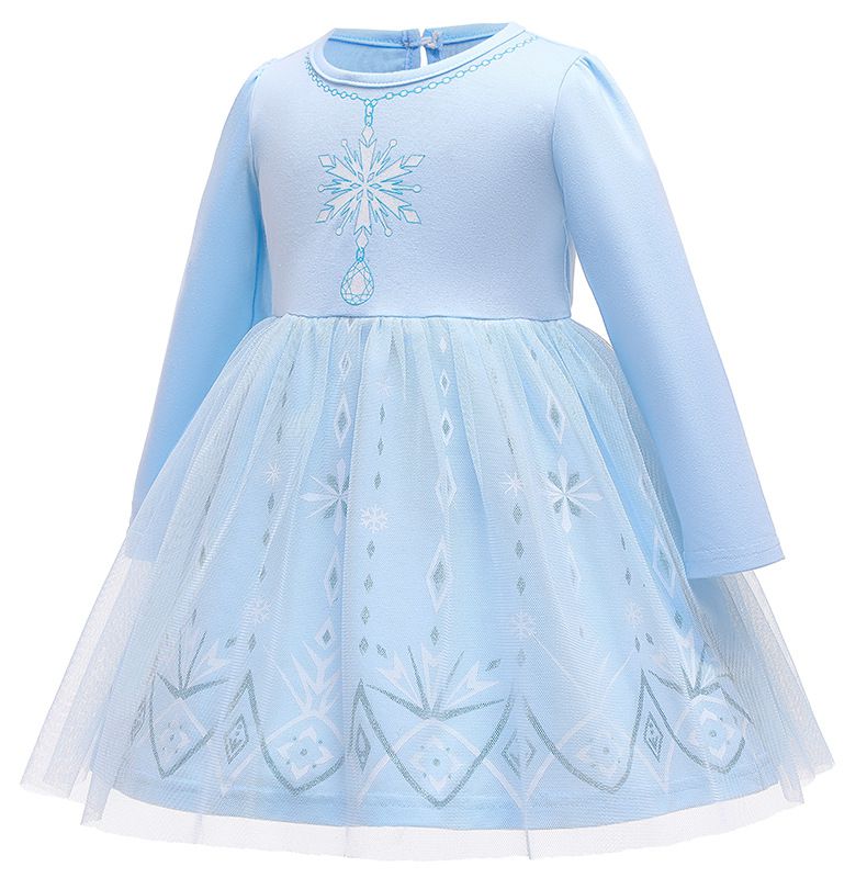 長袖造型公主裙-冰雪藍