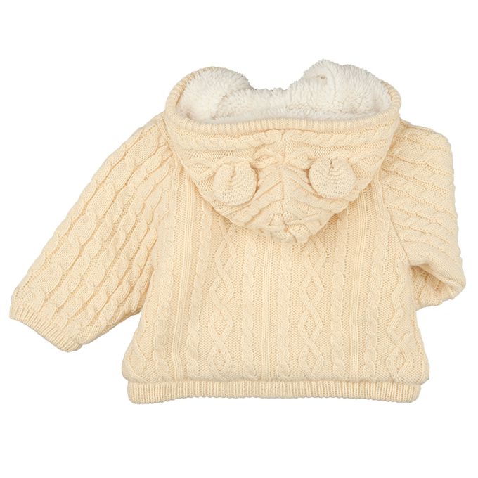 akachan honpo - 針織連帽外套-小耳朵-象牙白色 (80cm)