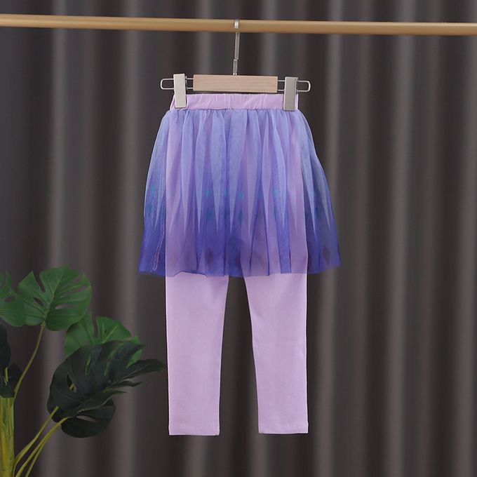 修身造型內搭褲-紗裙款-冰雪紫