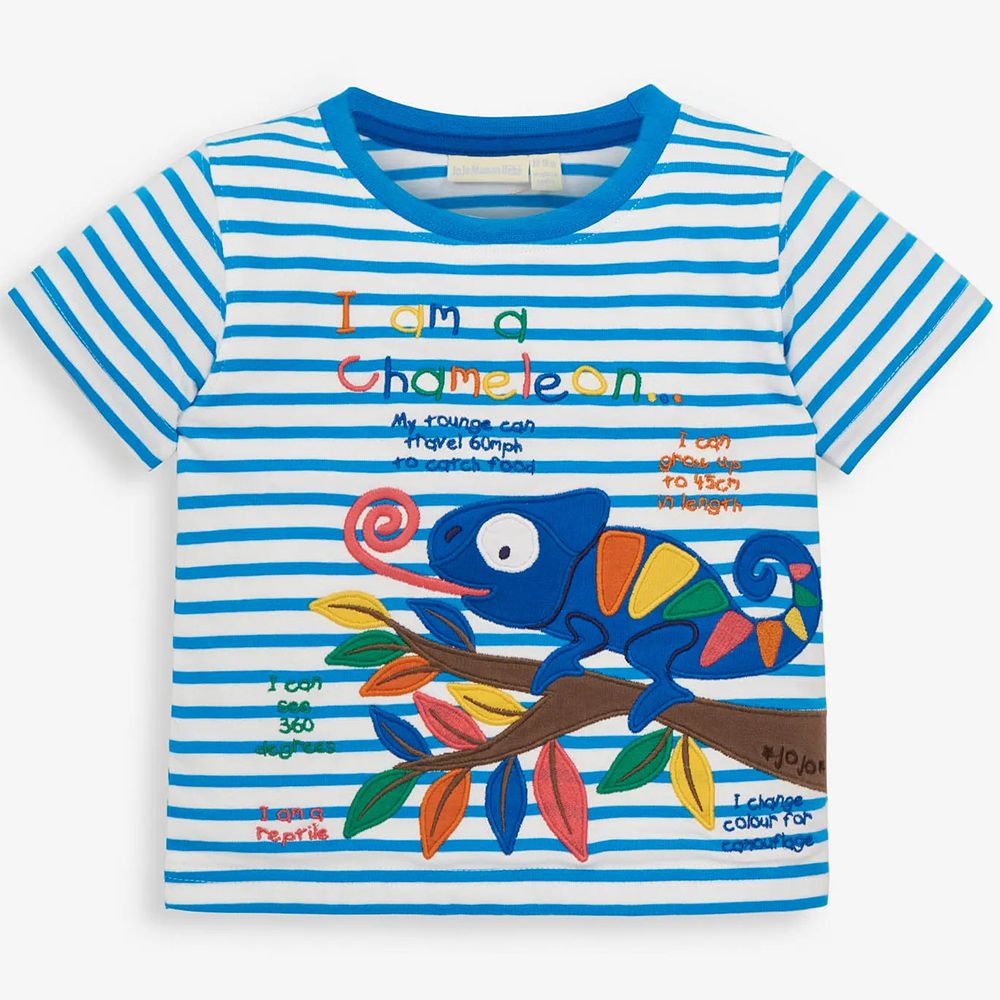 英國 JoJo Maman BeBe - 超優質嬰幼兒/兒童100％純棉短袖上衣/T-shirt/動物T-變色龍