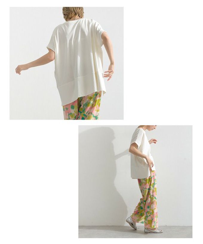 日本 le colis - 接觸冷感 前短後長落肩素色上衣-黑