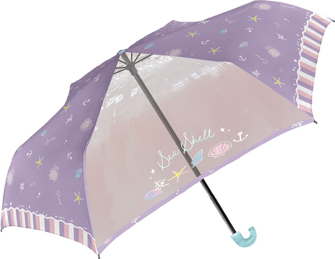 日本中谷 - 輕量透明窗兒童雨傘/折疊傘-海洋物語-紫 (50cm(身高115-125cm))