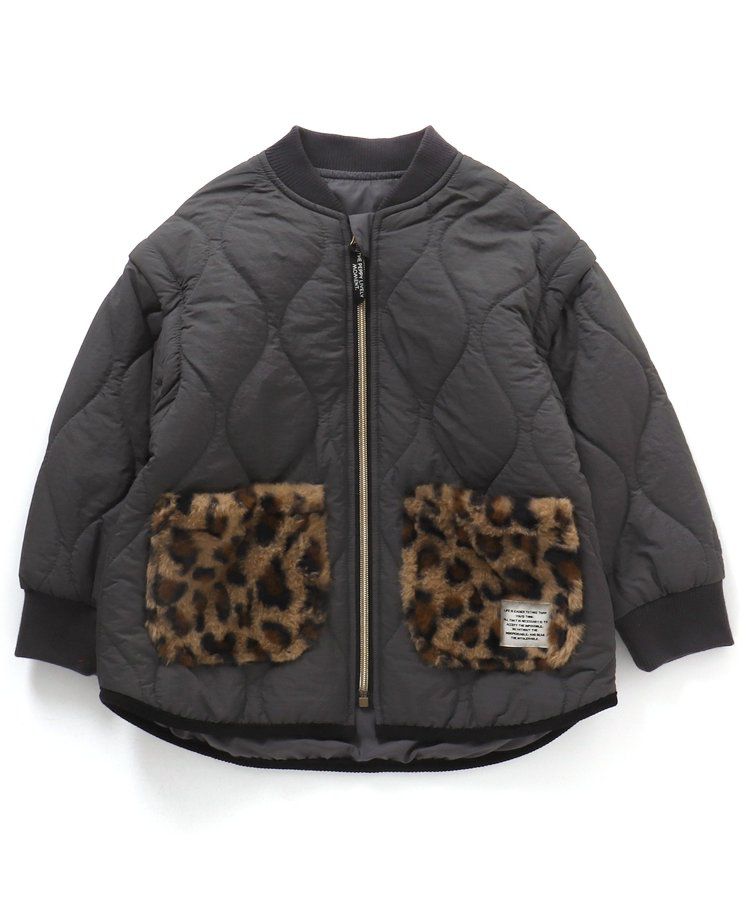 日本 BREEZE - 袖可拆2way絎縫拼接夾克/背心-軍綠