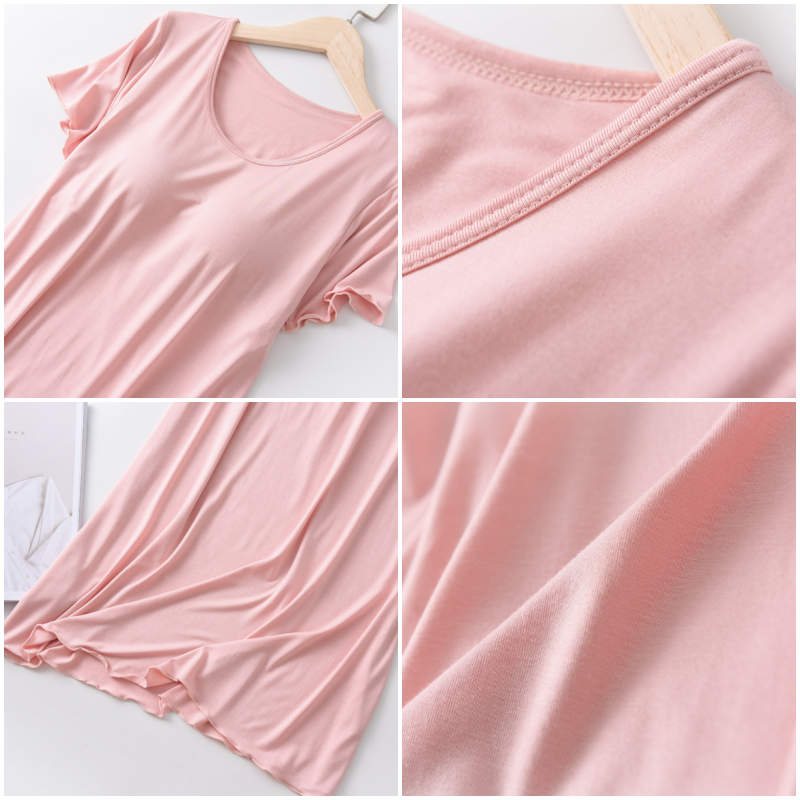 莫代爾柔軟涼感Bra T字母睡裙-綠色