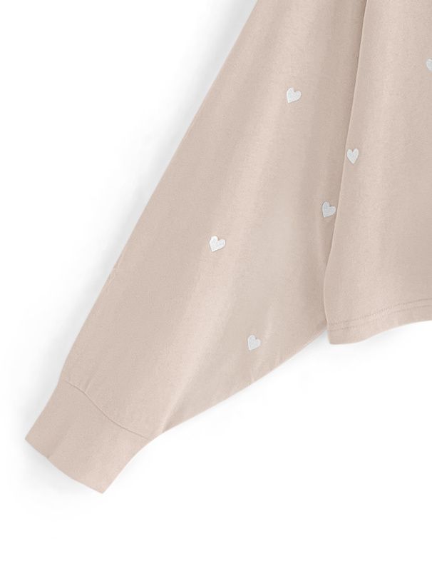 日本 GRL - 甜美愛心刺繡大學T-白 (F)