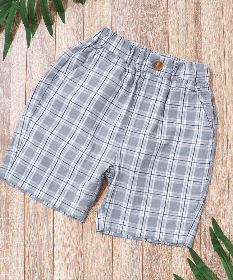 日本 apres les cours - 時髦風格工裝短褲-格子-灰