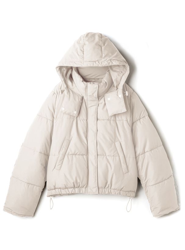 日本 GRL - 短版寬鬆羽絨連帽外套-黑 (F)