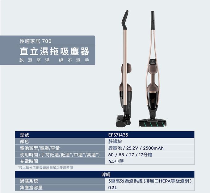 Electrolux 伊萊克斯 - 極適家居700直立濕拖吸塵器-EFS71435-靜謐棕