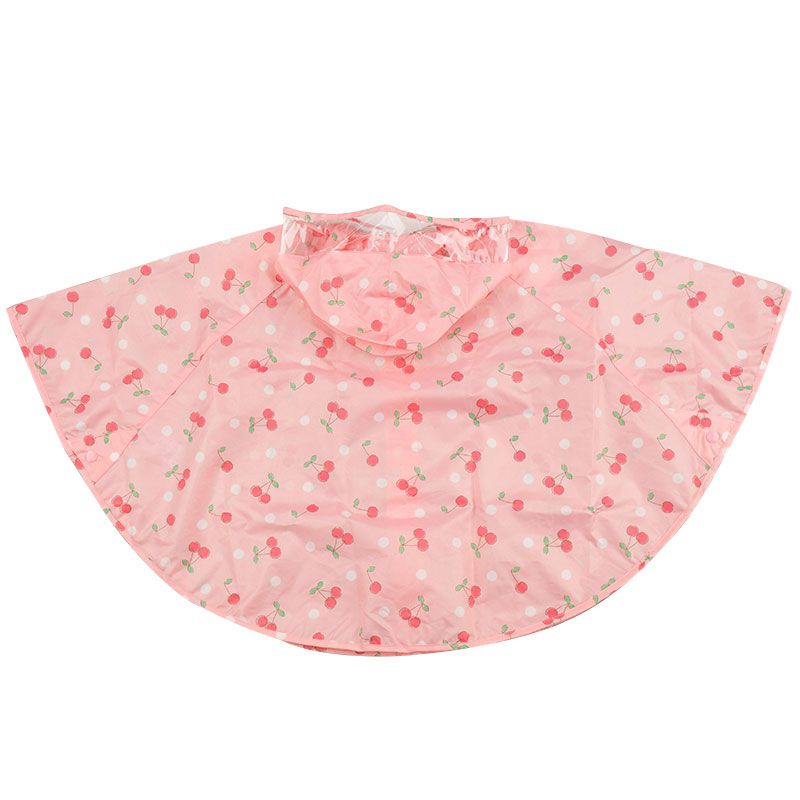 akachan honpo - 短斗篷式雨衣-櫻桃-粉紅色 (80~95cm)