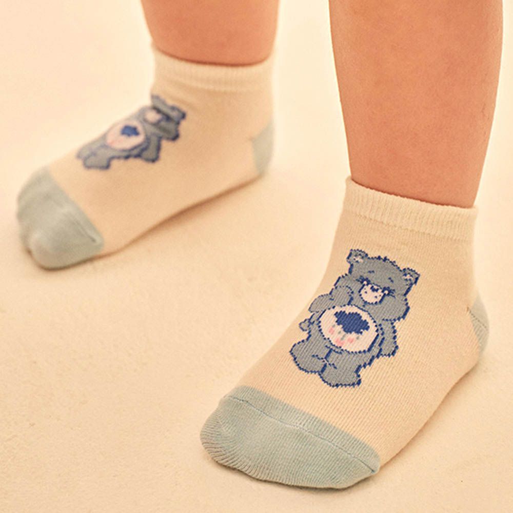 聯名款兒童腳底止滑短襪-米X天藍-一雙