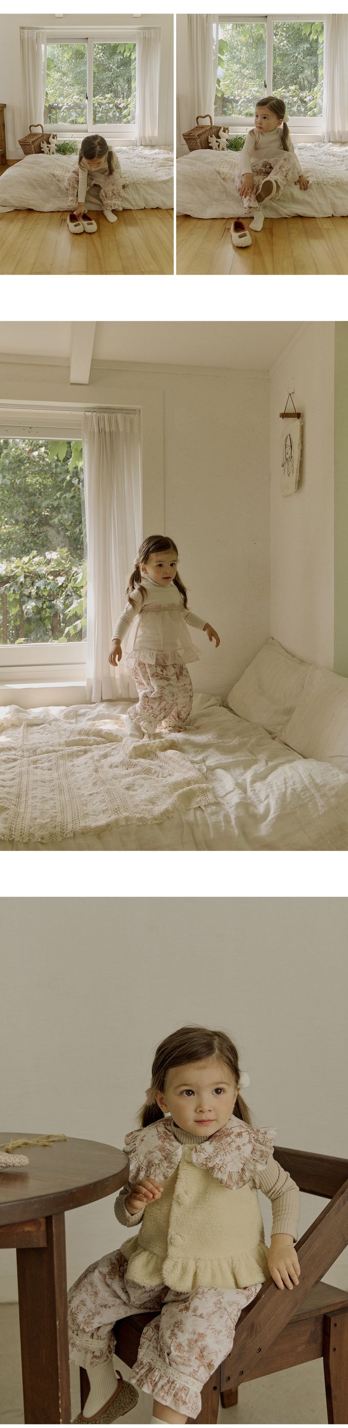 韓國 Puellaflo - 鬆緊腰森林水墨印長褲-咖啡