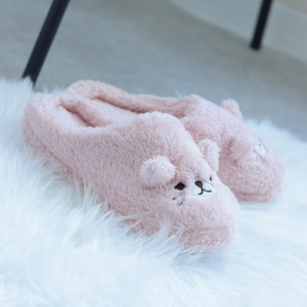 可愛造型毛絨室內拖鞋-貓咪-粉紅 (約23~24.5cm)