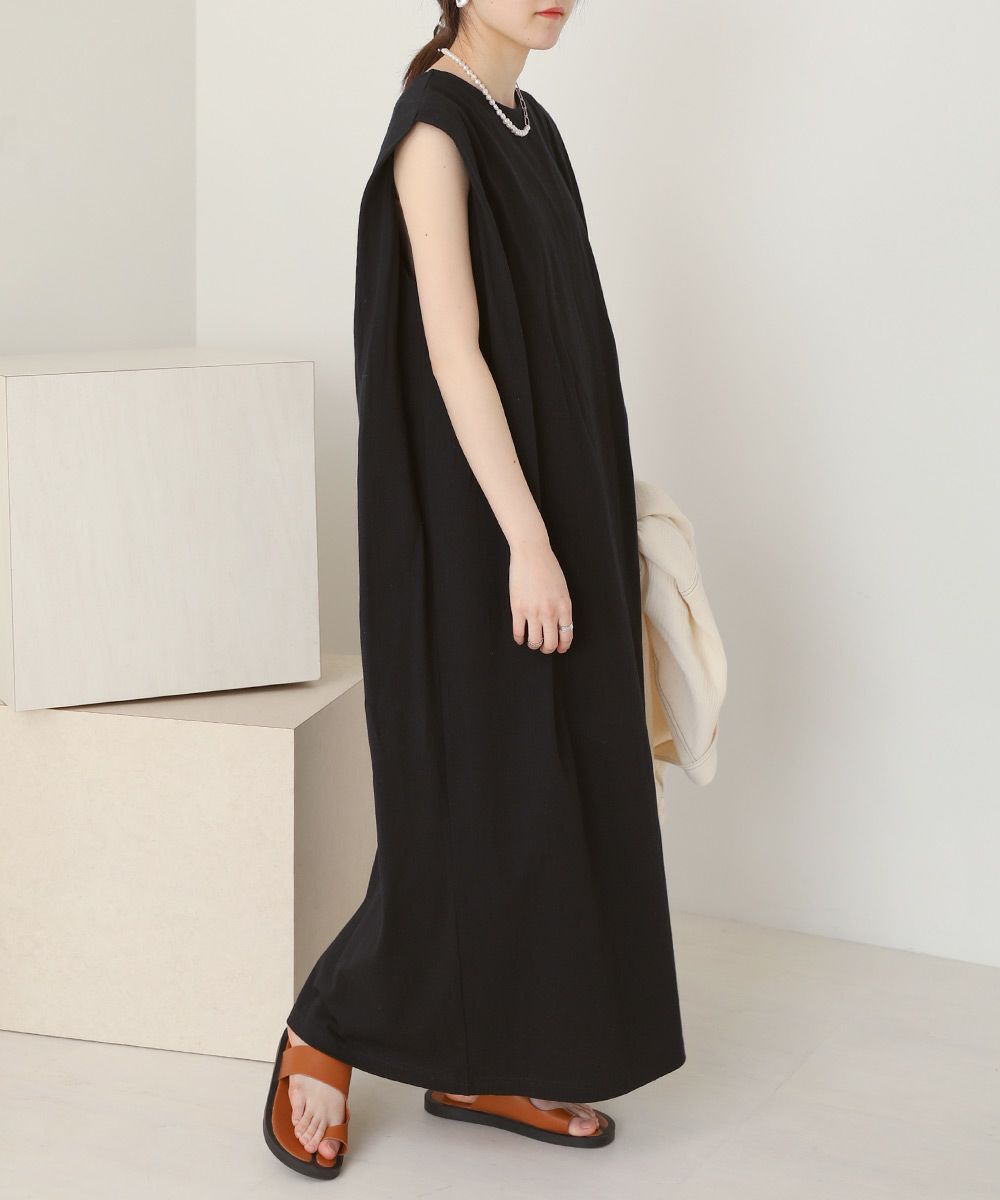 日本 Bou Jeloud - 純棉俐落剪裁涼感無袖洋裝-磚橘