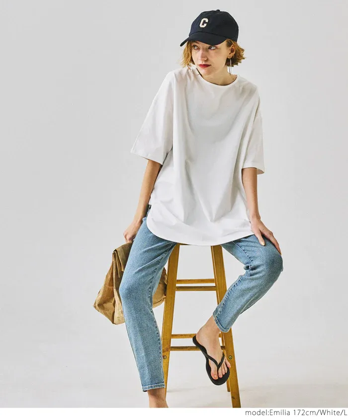 日本 COCA - 100%美國棉 透氣修臀長版上衣-白