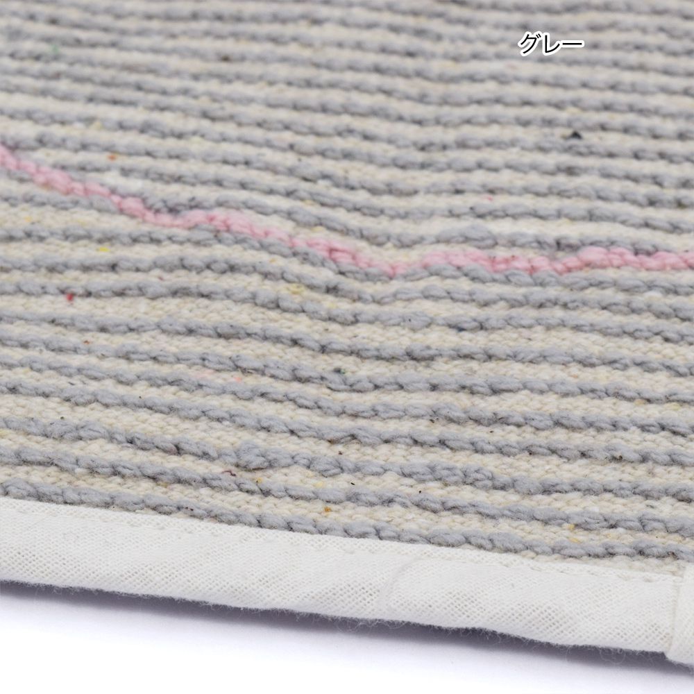 日本 TOMO - 短絨吸水印花腳踏墊/地墊-半月型微笑-粉灰 (約35×70cm)