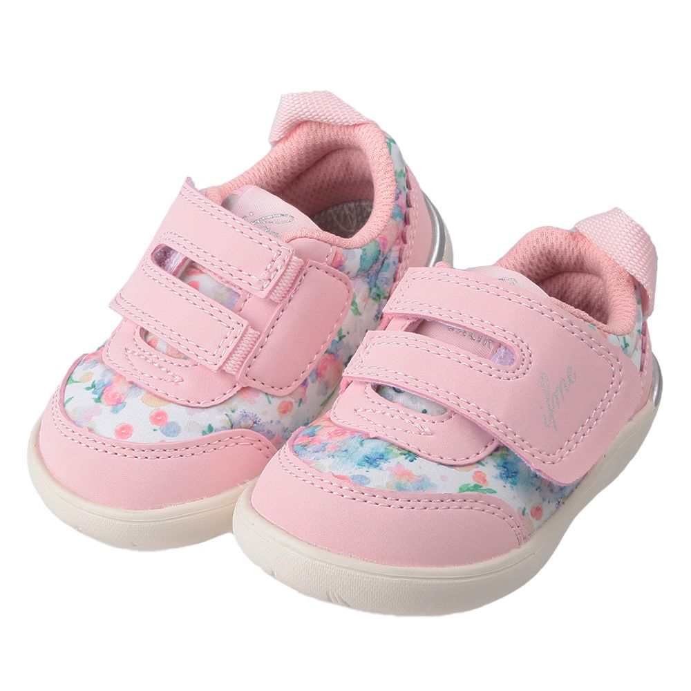 日本IFME - 渲染粉紅花色寶寶機能學步鞋-紅花色