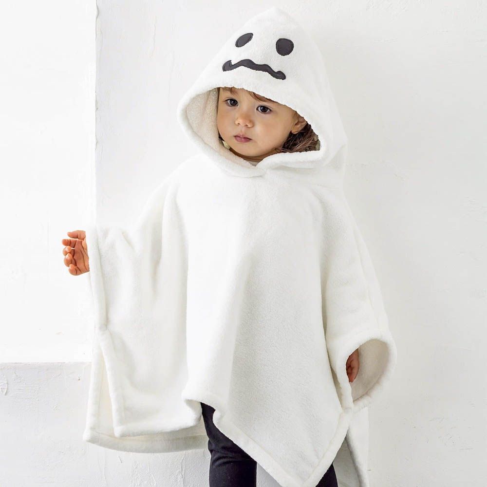 可愛幽靈毛巾布斗篷-白 (90cm)