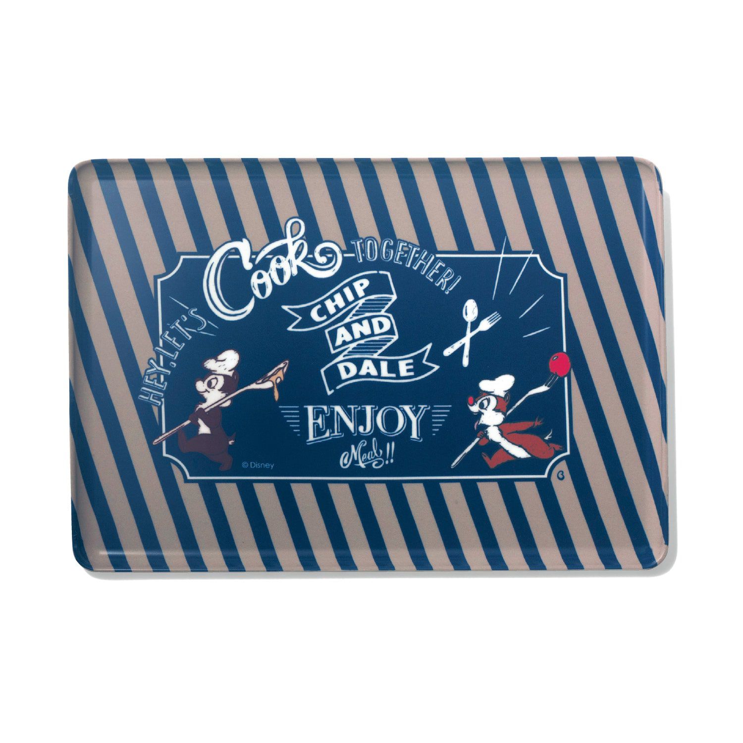 日本千趣會 - 日本製 迪士尼托盤(防滑加工)-維尼-黃藍格紋 (36x25x1.2cm)