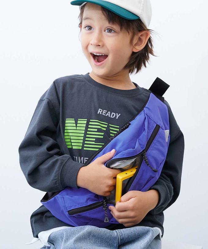 日本 devirock - 飽和色大容量側揹腰包(親子通用)-粉紅 (約17x43x11cm)