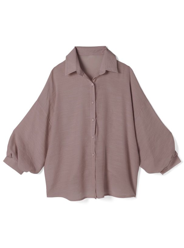 日本 GRL - 嫘縈混透膚澎澎長袖襯衫/薄外套-白