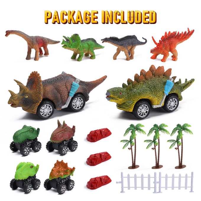 CuteStone - 兒童仿真三角龍運輸車套裝玩具20件組