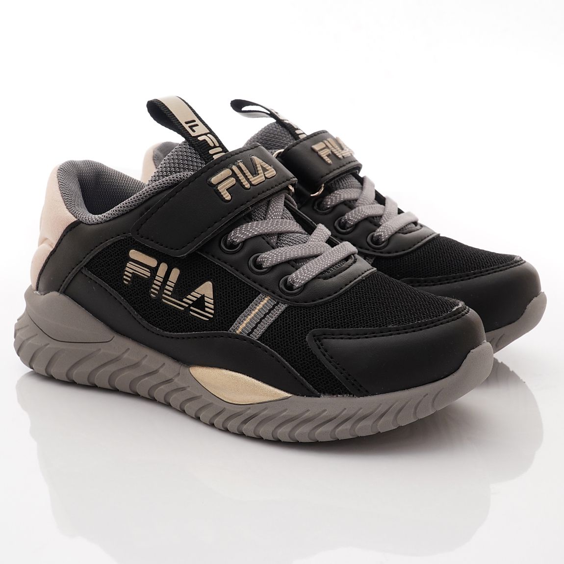 FILA - 輕量慢跑鞋款(中大童段)-運動鞋-黑