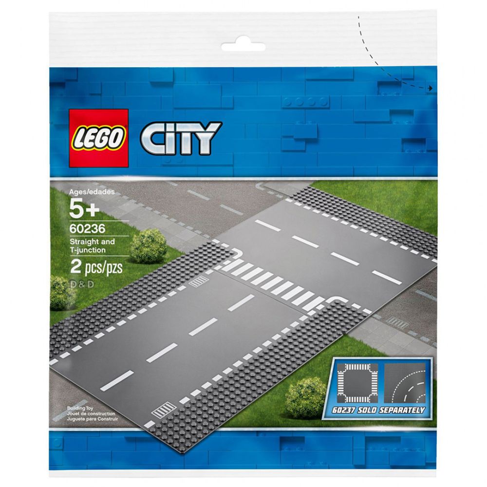 樂高 LEGO - 樂高 CITY 城市系列 - 直線道和 T 形路口 60236-2pcs