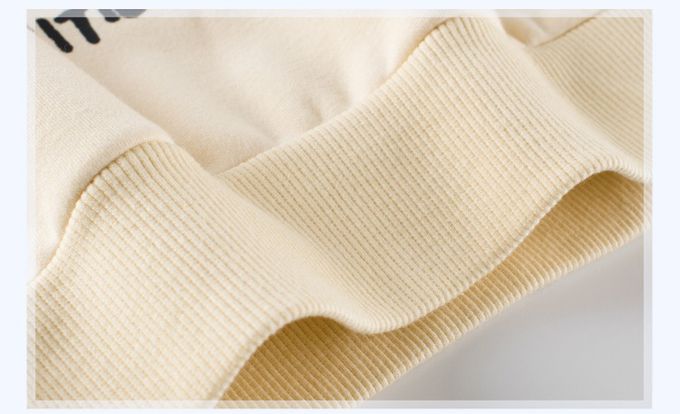 加絨棉混紡長袖上衣-調皮番茄-米色