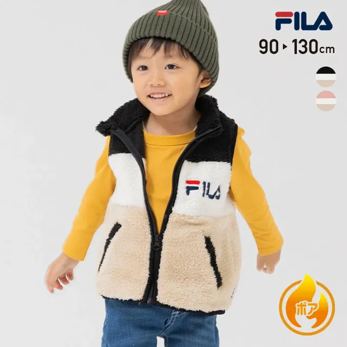 日本 Chil2 - FILA聯名 保暖絨毛背心-粉紫