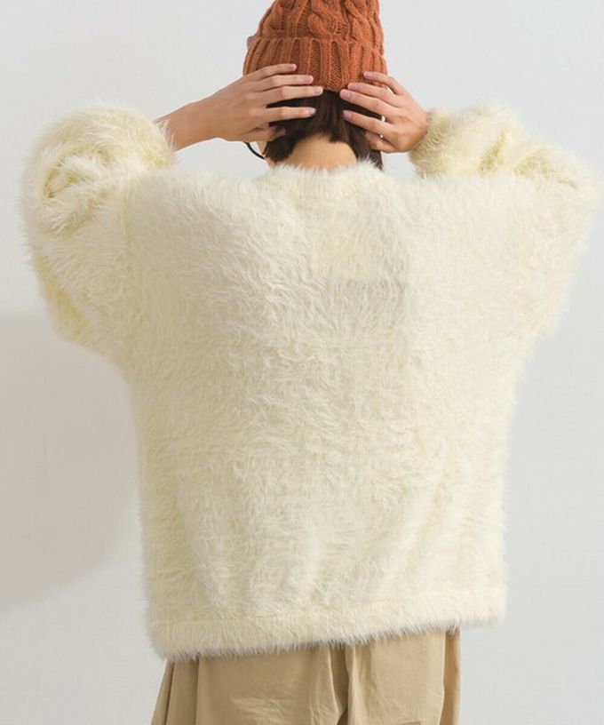 日本 Lupilien - 柔和蓬鬆毛海繭型針織開襟衫/外套-炭灰