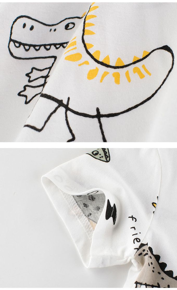 短袖棉T-塗鴉QQ恐龍-白色