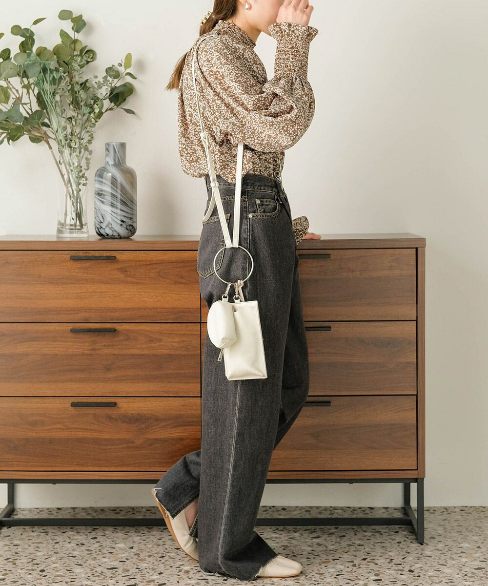 日本 Bab - 歐風碎花澎澎袖上衣-深可可