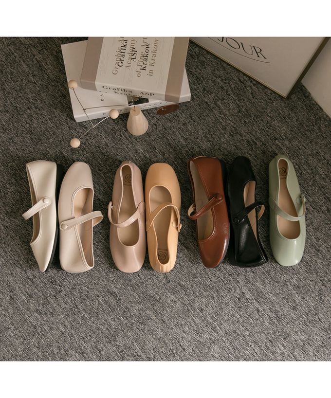 韓國 PINKELEPHANT - 光澤軟皮革輕量平底鞋(1.5cm)-咖啡