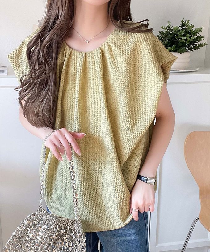 日本 Classical Elf - 前後2way甜美摺邊紋理短袖上衣-象牙