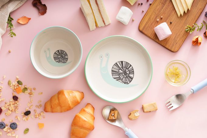 BLOOMINGVILLE - 秋日森林系列/蝸牛對盤.蝸牛對碗-蝸牛對盤2入 蒂芬妮綠.蜜桃粉 尺寸:直徑14cm*高2.5cm 蝸牛對碗2入 蒂芬妮綠.蜜桃粉 尺寸:直徑6.5cm*高10.5cm