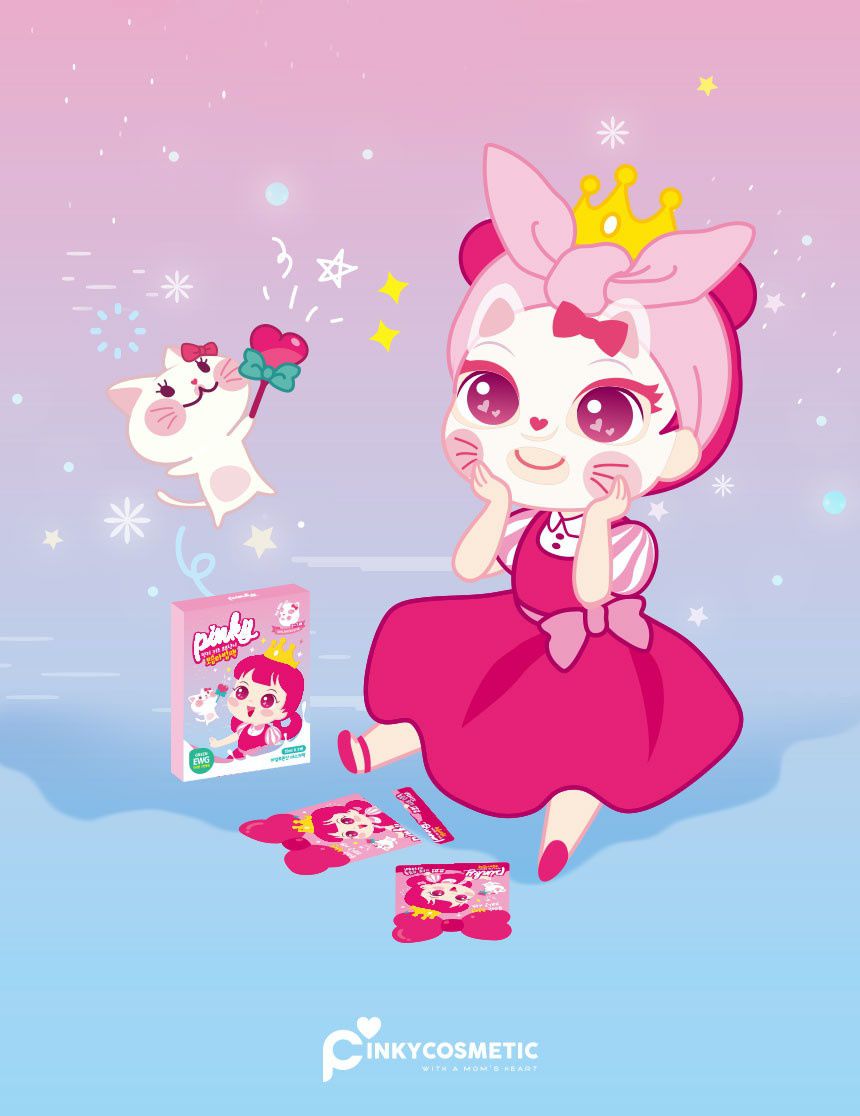 韓國 Pink Princess - 天然成份兒童專用保濕面膜(1盒5入)-通過無刺激檢測