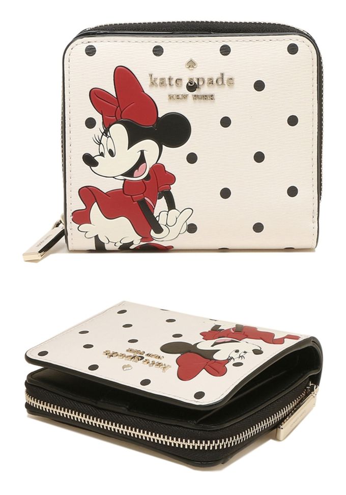 kate spade - 迪士尼聯名皮革短夾-黑白